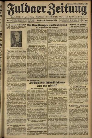 Erste Ausgabe vom Freitag, den 14. Dezember 1934.