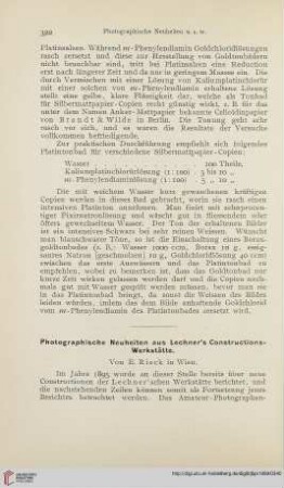 13: Photographische Neuheiten aus Lechner's Constructions-Werkstätte