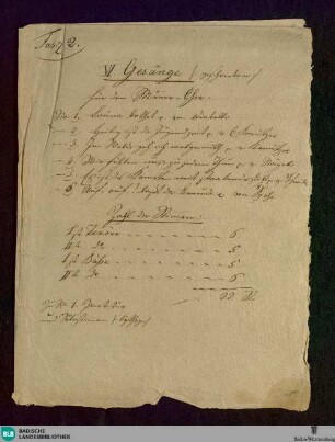 6 Songs - Don Mus.Ms. 319 : Coro maschile