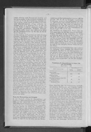 Preisstreuung für Übernachtungen im August 1961 nach Betriebsarten