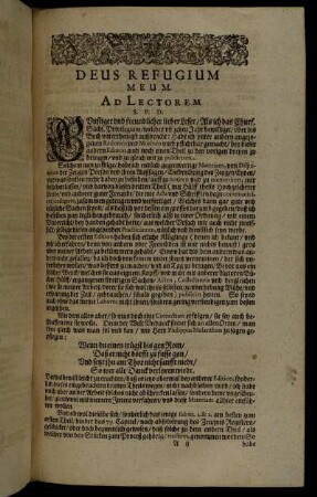 Deus Refugium Meum. Ad Lectorem.