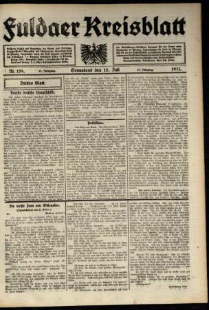 Dritte Ausgabe vom Samstag, den 15. Juli 1911.