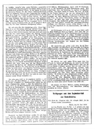 Verfügungen aus dem September-Heft des Centralblattes
