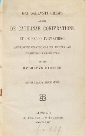 Gai Sallusti Crispi libri De Catilinae coniuratione et De bello Iugurthino