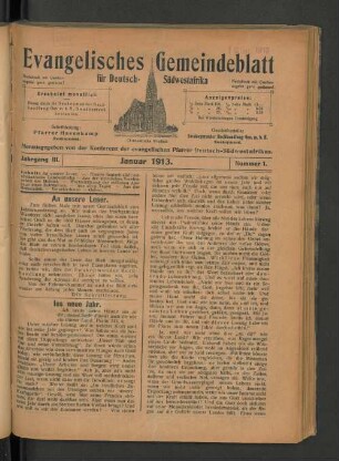 Jahrgang III. Januar 1913. Nummer 1.