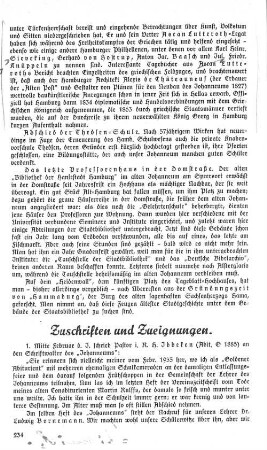 Zuschriften und Zueignungen.