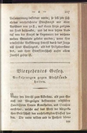Vierzehntes Gesetz. Vorkehrungen gegen Viehkrankheiten
