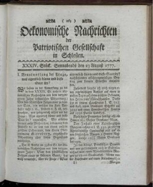 XXXIV. Stück. Sonnabends den 23 August 1777.