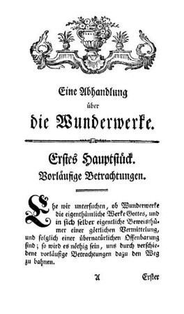 Erstes Hauptstück. Vorläufige Betrachtungen.