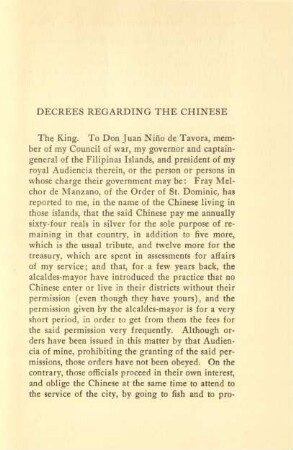 Decrees regarding the Chinese
