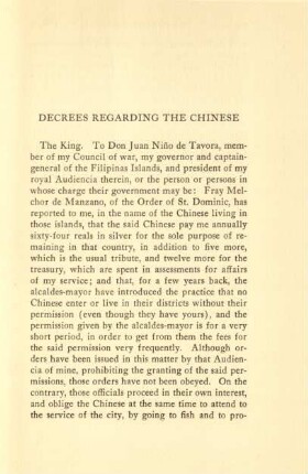 Decrees regarding the Chinese