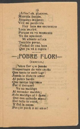 ¡Pobre flor! : (Canción.)