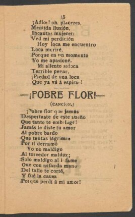 ¡Pobre flor! : (Canción.)