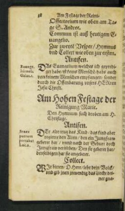 Am Hohen Festage der Reinigung Marie.