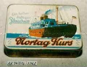 Blechdose für Tabak "Ein heller duftiger Feinschnitt Nortag Kurs"