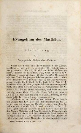 Kritisch exegetisches Handbuch über das Evangelium des Matthäus