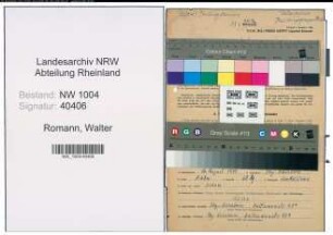 Entnazifizierung Walter Romann , geb. 16.08.1909 (Schaffner)