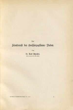 Das Staatsrecht des Großherzogthums Baden