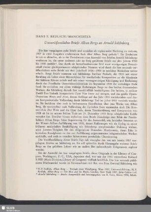 Unveröffentlichte Briefe Alban Bergs an Arnold Schönberg