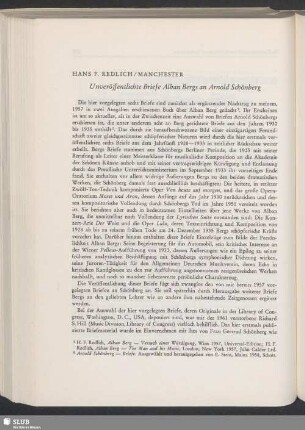 Unveröffentlichte Briefe Alban Bergs an Arnold Schönberg