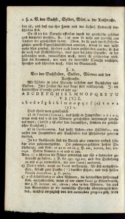§. 2. Von den Buchstaben, Sylben, Wörtern und der Aussprache.
