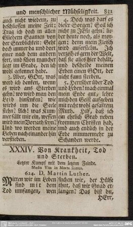 XXXIV. Von Krankheit, Tod und Sterben