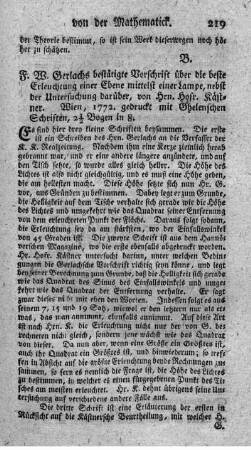 Bestätigte Vorschrift über die beste Erleuchtung einer Ebene mittelst einer Lampe.
