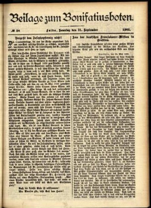 Zweite Ausgabe vom Sonntag, den 21. September 1902.