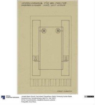 Darmstadt, Doppelhaus Stade, Wohnung Gustav Stade, Herrenzimmer, Fenstervorhang