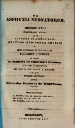 De asphyxia neonatorum : diss. inaug. med.