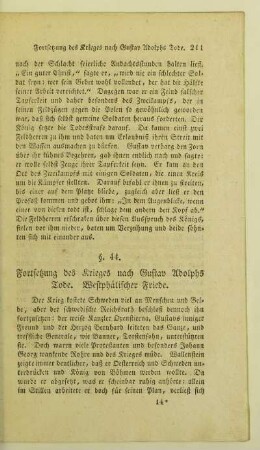 44. Fortsetzung des Krieges nach Gustav Adolphs Tode. Westphälischer Friede