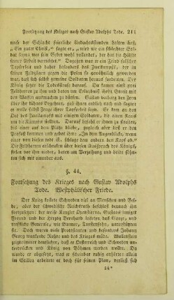 44. Fortsetzung des Krieges nach Gustav Adolphs Tode. Westphälischer Friede