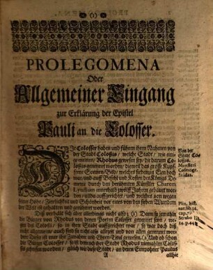 Die Epistel Des Apostels Pauli An Die Colosser, In 108. Predigten Schrifftmäßig erklähret und zum geistreichen Gebrauch zugeeignet, [1]