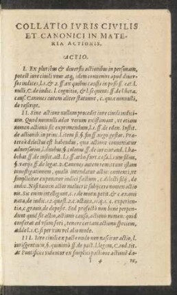 Collatio Iuris Civilis Et Canonici In Materia Actionis.
