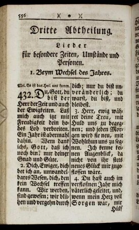 Dritte Abtheilung. Lieder für besondere Zeiten, Umstände und Personen.