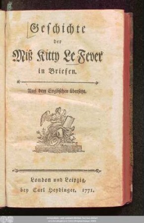 Geschichte der Miß Kitty Le Fever : in Briefen ; Aus dem Englischen übersetzt