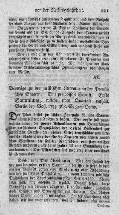 Beyträge zur juristischen Litteratur in den Preussischen Staaten. Slg.1.