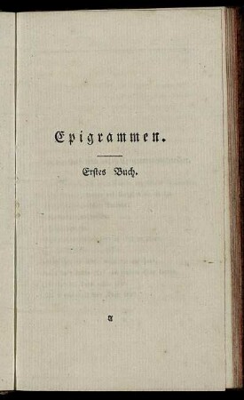 Epigrammen. Erstes Buch