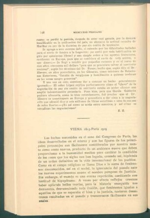 Viena 1815 - París 1919