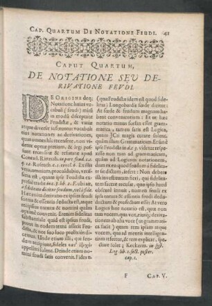Caput Quartum, De Notatione Seu Derivatione Feudi