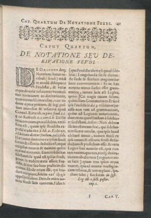 Caput Quartum, De Notatione Seu Derivatione Feudi
