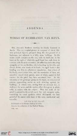 Addenda to the Works of Rembrandt van Rhyn
