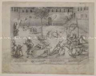 Massaker zwischen Papisten und Reformierten am 1. Oktober 1567 in Nîmes - aus Hogenberg/ Geschichtsblätter, Folge III