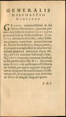 Generalis Dispositio Geneseos.