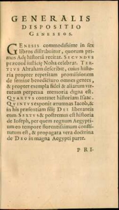 Generalis Dispositio Geneseos.