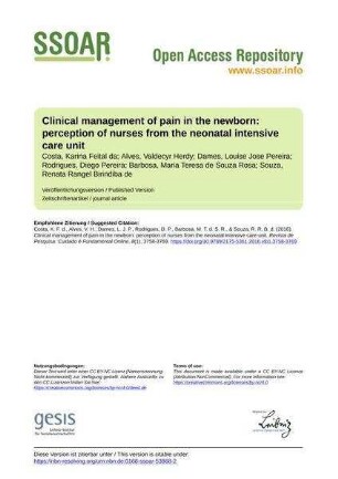 Clinical management of pain in the newborn: perception of nurses from the neonatal intensive care unit