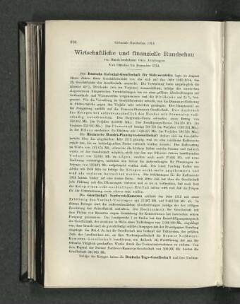 Wirtschaftliche und finanzielle Rundschau.