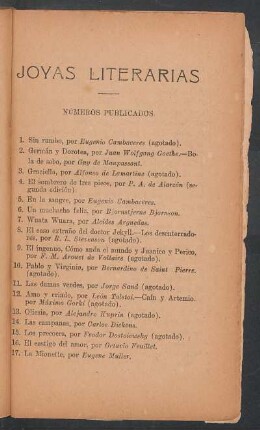 Números publicados "Joyas literarias"