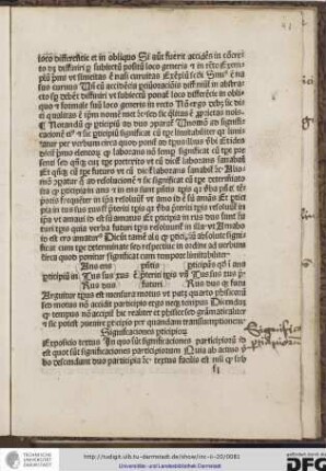 Expositio textus: in quo sunt significationes participiorum id est quot sunt significationes participiorum quia abactivo verbo descendunt duo participia etc.