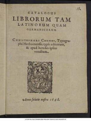 Catalogus Librorum Tam Latinorum Quam Germanicorum